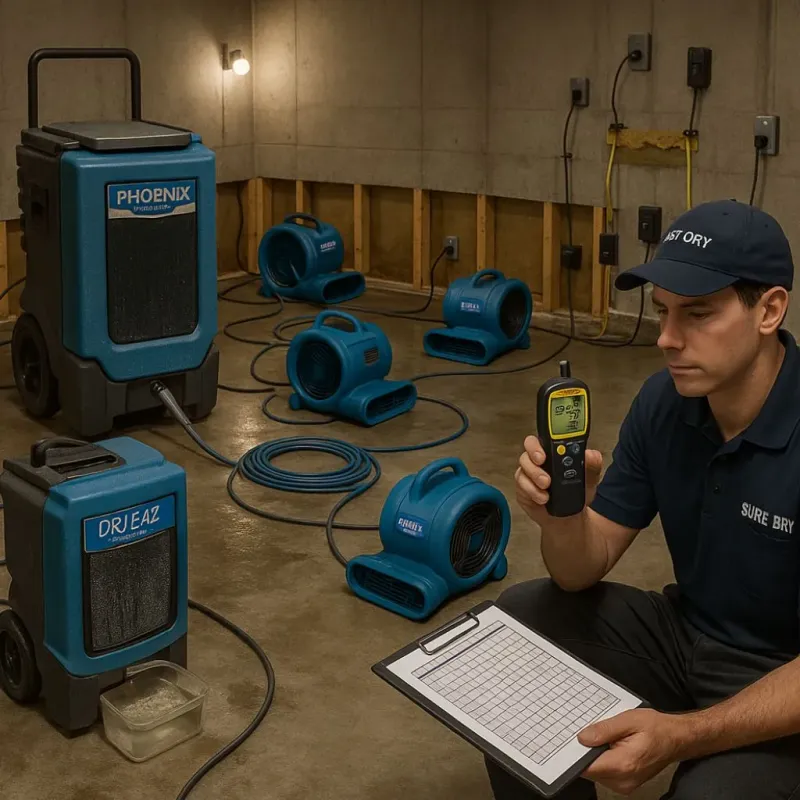 Structural Drying and Dehumidification process in Oak Trail Shores, TX